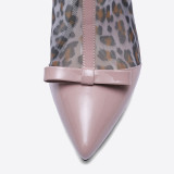 Arden Furtado spring and autumn 2019 fashion women's shoes pointed toe stilettos heels zipper sweet short boots leopard print