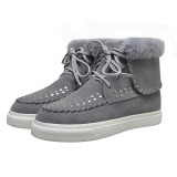 Arden Furtado fashion women's shoes in winter 2019 round toe flat boots short boots gray pure color concise mature big size 43