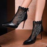 Arden Furtado summer 2019 fashion trend women's shoes pointed toe stilettos heels zipper short boots elegant cool mesh boots 33