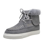 Arden Furtado fashion women's shoes in winter 2019 round toe flat boots short boots gray pure color concise mature big size 43