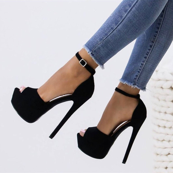 Arden Furtado summer 2019  sexy fashion trend women's shoes waterproof pumps buckle party shoes pure color office lady big size 47