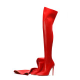 Arden Furtado fashion women's shoes 2019 pointed toe red grey color sexy elegant stilettos heels over the knee thigh high boots large size
