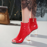 Arden Furtado summer fashion women's shoes peep toe red chunky heels crystal heels peep toe summer boots large size