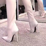 Arden Furtado fashion women's shoes online celebrity zipper pure color white booties over the knee thigh high boots stilettos heels