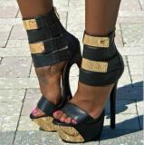 Arden Furtado summer 2019 black fashion trend women's shoes  stilettos heels zipper sandals big size 47 concise narrow band classics