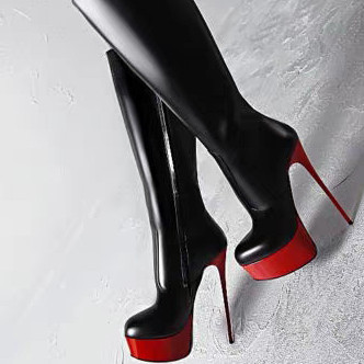 Arden Furtado fashion women's shoes in winter 2019 online celebrity red waterproof stilettos heels big size 47 party shoes  zipper knee high boots