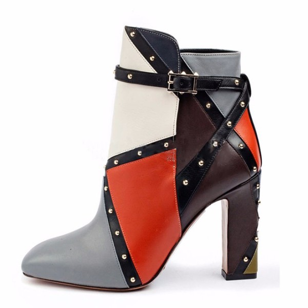 Arden Furtado fashion women's shoes in winter 2019 chunky heels buckle ladies boots short boots concise personality rivet mature