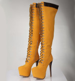 Arden Furtado fashion women's shoes in winter 2019 stilettos heels zipper platform cross lacing over the knee high boots
