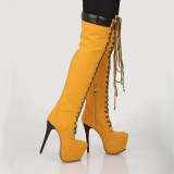 Arden Furtado fashion women's shoes in winter 2019 stilettos heels zipper platform cross lacing over the knee high boots