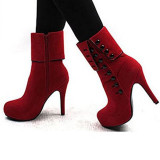 Arden Furtado fashion women's shoes in winter 2019 buttons pointed toe red stilettos heels zipper zipper personality party shoes  waterproof short boots