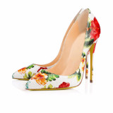 Arden Furtado summer 2019 fashion trend women's shoes pointed toe stilettos heels mixed colors classics concise ladylike temperament slip-on flower pumps party shoes