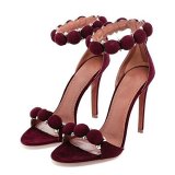 Arden Furtado summer 2019 fashion trend women's shoes stilettos heels zipper burgundy sandals classics ladylike temperament party shoes narrow band