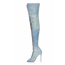 Arden Furtado summer 2019 fashion trend women's shoes stilettos heels peep toe cross lacing over the knee high boots