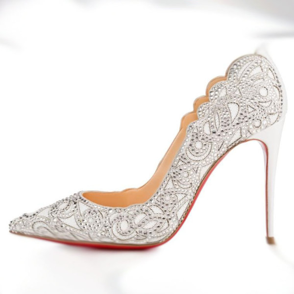 Arden Furtado summer 2019 fashion women's shoes pointed toe white crystal rhinestone stilettos heels slip-on pumps white wedding shoes