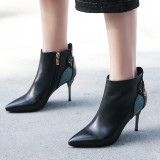 Arden Furtado spring and autumn 2019 fashion women's shoes pointed toe stilettos heels zipper short boots mature office lady