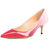 Arden Furtado fashion women's shoes pointed toe leopard print mixed colors stilettos heels slip-on shallow pumps med heels