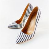 Arden Furtado summer 2019 fashion trend women's shoes pointed toe stripe stilettos heels slip-on classics pumps concise office lady shallow mature