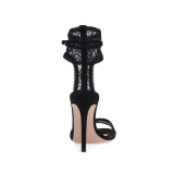 Arden Furtado summer 2019 fashion trend women's shoes stilettos heels buckle apricot sandals party shoes office lady sexy elegant lace