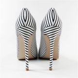 Arden Furtado summer 2019 fashion trend women's shoes pointed toe stripe stilettos heels slip-on classics pumps concise office lady shallow mature