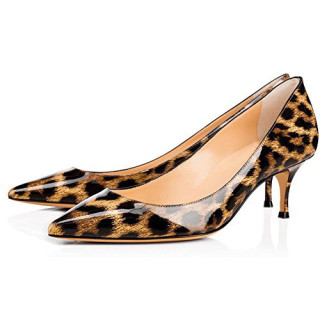 Arden Furtado fashion women's shoes pointed toe leopard print mixed colors stilettos heels slip-on shallow pumps med heels