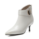 Arden Furtado fashion women's shoes in winter 2019 pointed toe stilettos heels zipper short boots pure color concise mature