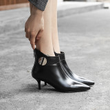 Arden Furtado fashion women's shoes in winter 2019 pointed toe stilettos heels zipper short boots pure color concise mature