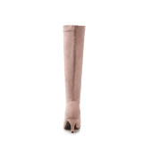 Arden Furtado fashion women's shoes in winter 2019 pointed toe stilettos heels slip-on pink knee high boots concise office lady