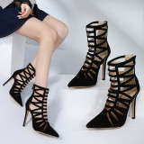 Summer short boots fashion women's shoes elegant black women's sexy sandals gladiator foreign trade party shoes international women's short boots cage sandals