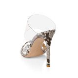 Arden Furtado summer 2019 fashion women's shoes peep toe stilettos heels sexy slippers mules serpentine pvc heels