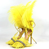 Arden Furtado summer fashion women's shoes stilettos heels red rose red yellow white blue sandals feather sandals sexy elegant party shoes