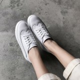 Arden Furtado spring and autumn 2019 fashion women's shoes pure color cross lacing round toe leisure leather gym shoes crease