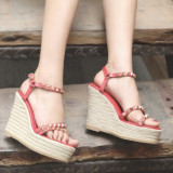 Arden Furtado summer 2019 fashion trend women's shoes joker waterproof sandals buckle pure color concise sweet rivet