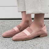 Arden Furtado 2019 fashion women's shoes square head shallow slip-on pure color pink brogue flats shoes big size 42