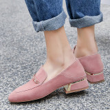 Arden Furtado summer 2019 fashion women's shoes square head pink slip-on nude office lady classics chains flats brogue shoes big size 42