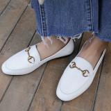 Arden Furtado summer 2019 fashion trend flats women's shoes pure color pink white slip-on ladylike comfortable pink white brogue shoes big size 42