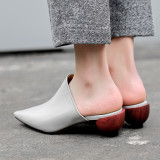 Arden Furtado summer 2019 fashion trend women's shoes pointed toe stilettos heels shaped heel mules slippers pure color comfortable office lady big size 42