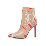 Arden Furtado 2019 fashion women's shoes pink elegant letter booties big size 45 ladies stilettos heels ankle boots
