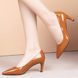 Arden Furtado summer 2019 fashion trend women's shoes pointed toe stilettos heels pure color  brown slip-on pumps