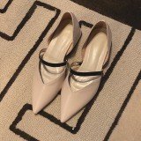 Arden Furtado summer 2019 fashion trend women's shoes pointed toe chunky heels  beige white pumps concise mature office lady