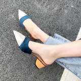 Arden Furtado summer 2019 fashion trend women's shoes pointed toe sweet chunky heels office lady concise slippers matte mules