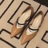 Arden Furtado summer 2019 fashion trend women's shoes pointed toe chunky heels  beige white pumps concise mature office lady