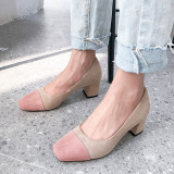 Arden Furtado summer 2019 fashion trend women's shoes chunky heels mixed colors pumps matte concise office lady big size 43