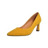 Arden Furtado spring 2019 fashion women's shoes pointed toe office lady strange heels yellow pumps slip-on elegant pumps 42 43