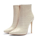 spring autumn ankle boots stilettos zipper fashion women's shoes high heels big size 45 green booties