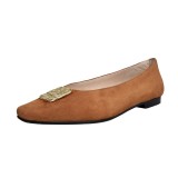 Arden Furtado spring 2019 fashion women's shoes genuine leather brown metal decoration classics concise ladylike flats size 42