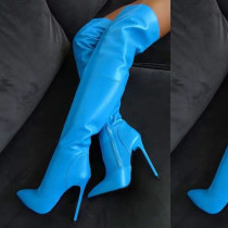 Arden Furtado summer 2019 fashion women's shoes blue pointed toe stilettos heels zipper over the knee thigh high boots