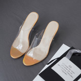 Arden Furtado summer 2019 fashion trend women's shoes  stilettos heels pure color PVC transparent slippers small size 33 big size 41