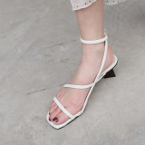 Arden Furtado summer 2019 fashion trend women's shoes special-shaped heels pure color concise classics office lady sandals narrow band