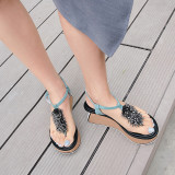 2019 summer high heels buckle strap platform sandals wedges crystal rhinestone women's shoes