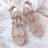 Arden Furtado summer 2019 fashion trend women's shoes chunky heels elegant pure color concise narrow band sandals buckle  leather elegant
